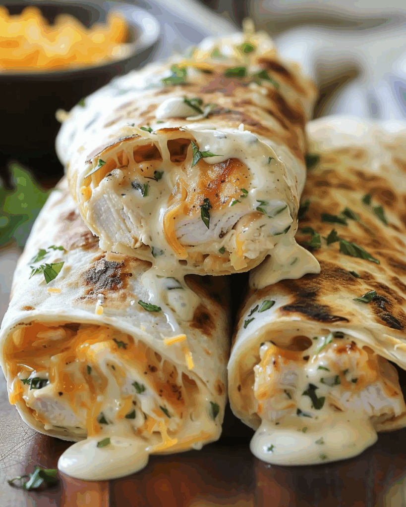 Cheesy Chicken Garlic Wraps Recipe