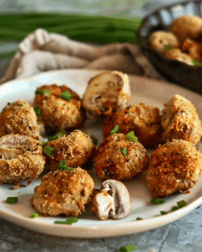 Crispy Oven Fried Garlic Mushrooms