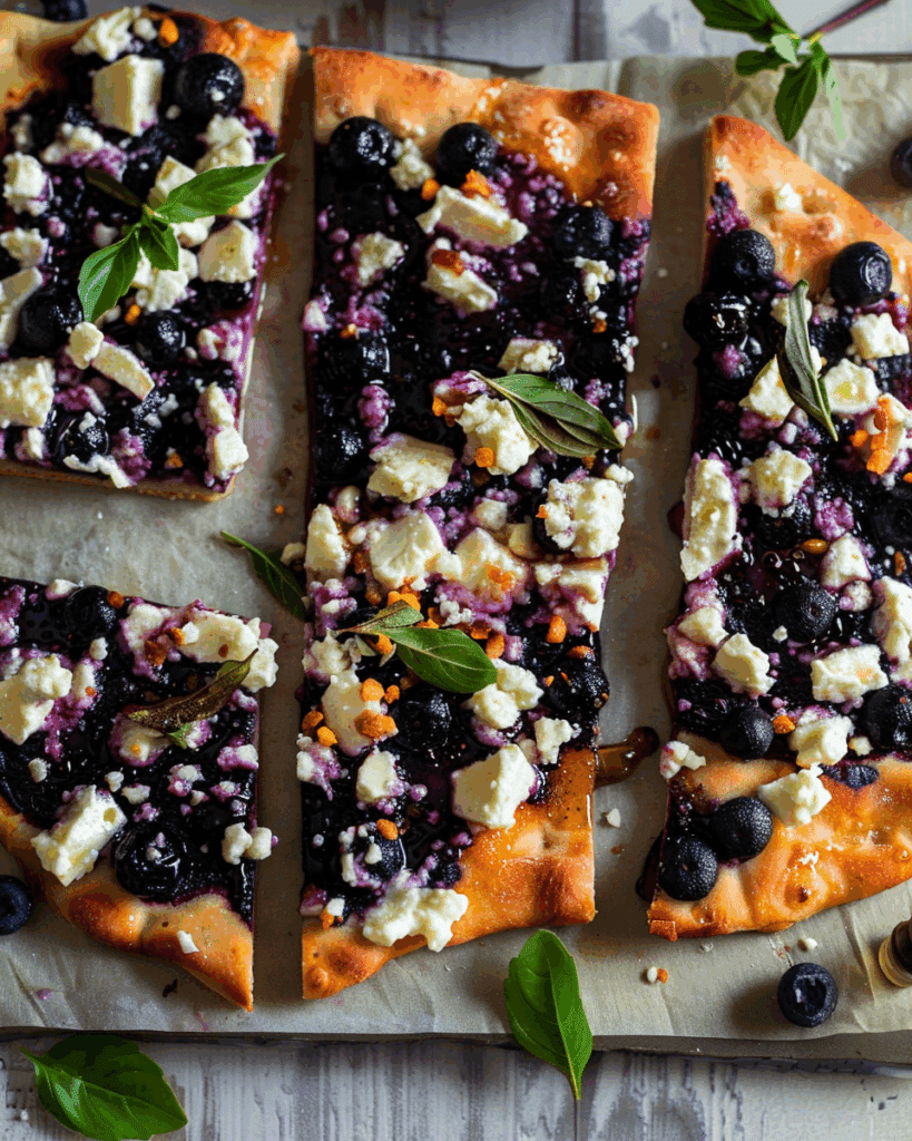 Blueberry Feta Flatbread with Hot Honey