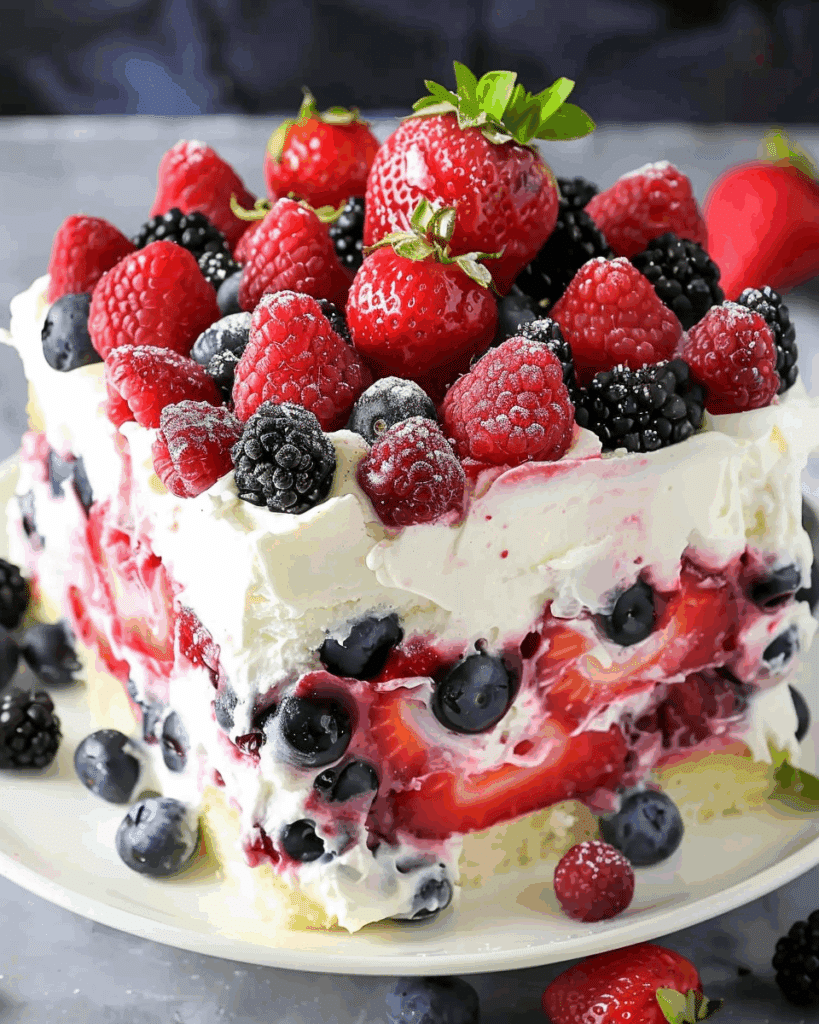 Summer Berry Poke Cake