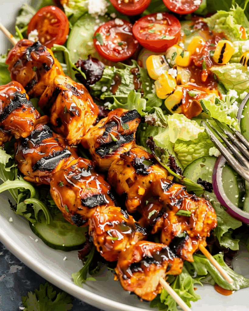 BBQ Chicken Skewer Salad