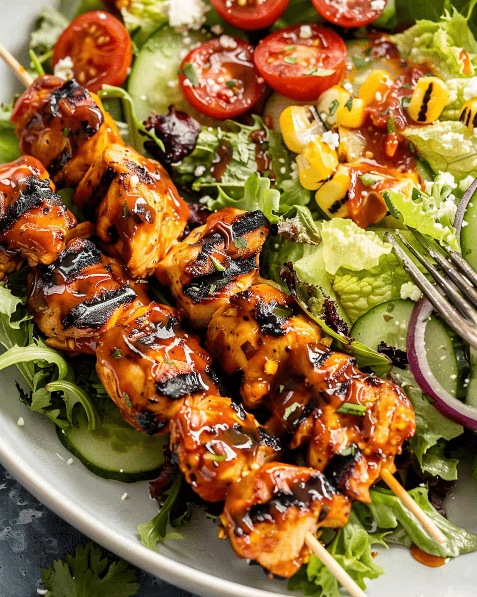 BBQ Chicken Skewer Salad