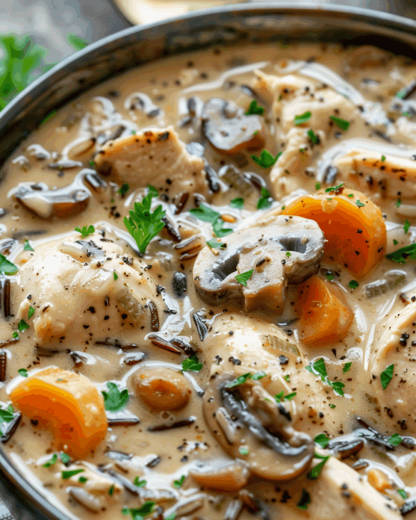 Creamy Mushroom Chicken and Wild Rice Soup