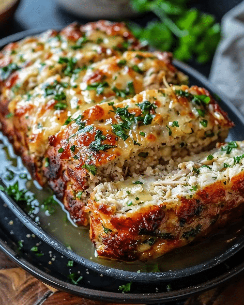 Melt-in-Your-Mouth Garlic Parmesan Chicken Meatloaf