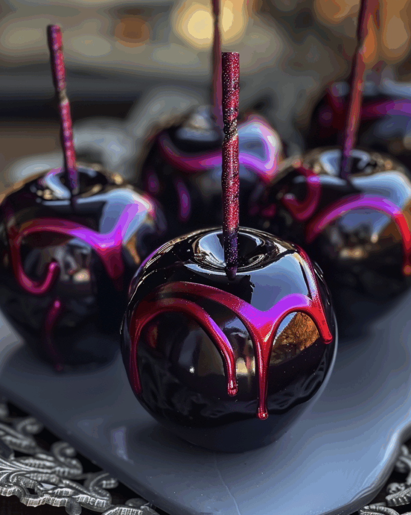 Black Poison Swirl Candy Apples