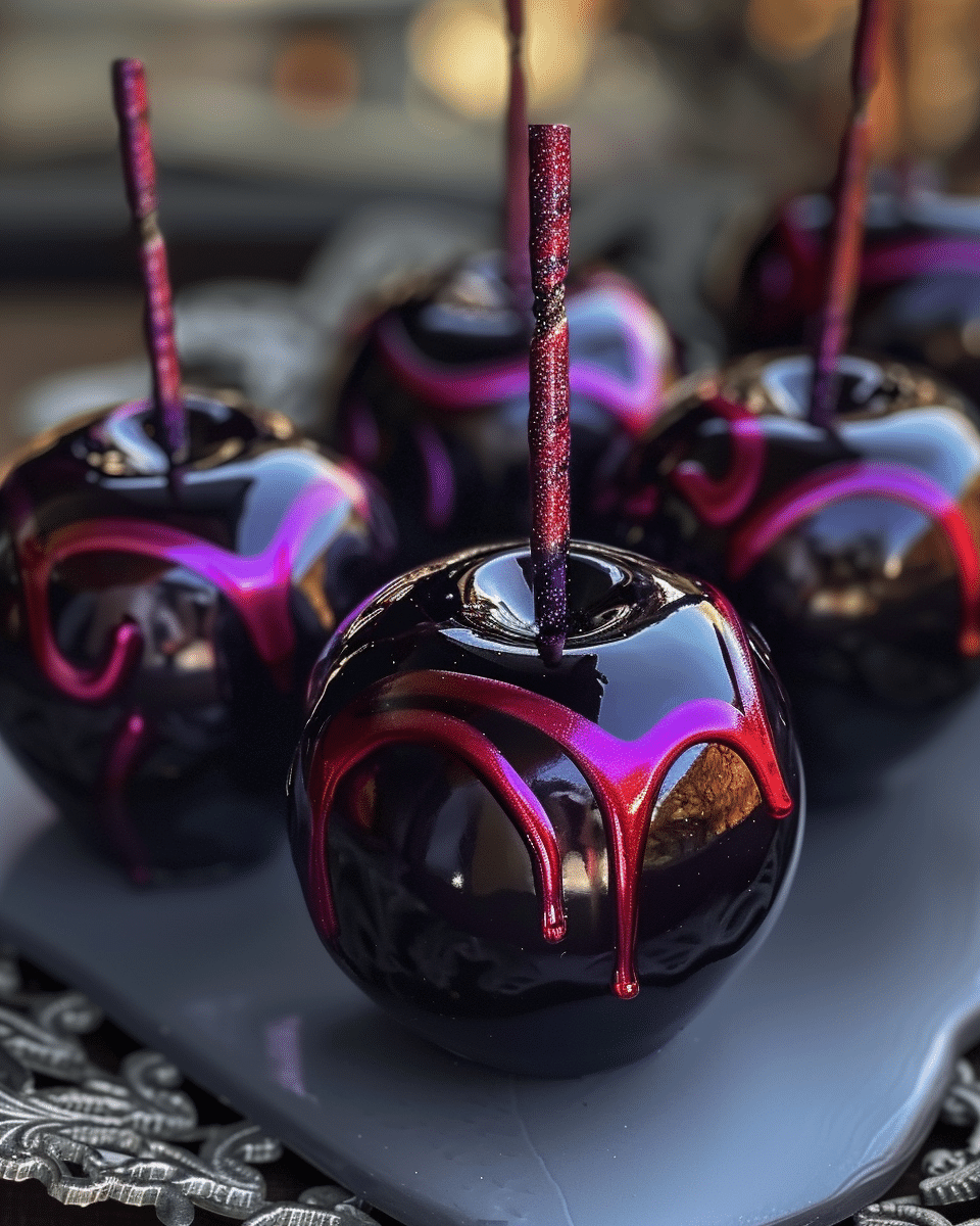 Black Poison Swirl Candy Apples