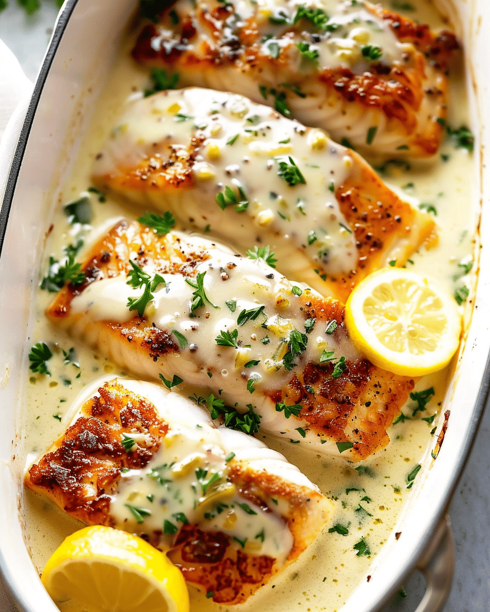 Mahi in Lemon Garlic Cream Sauce