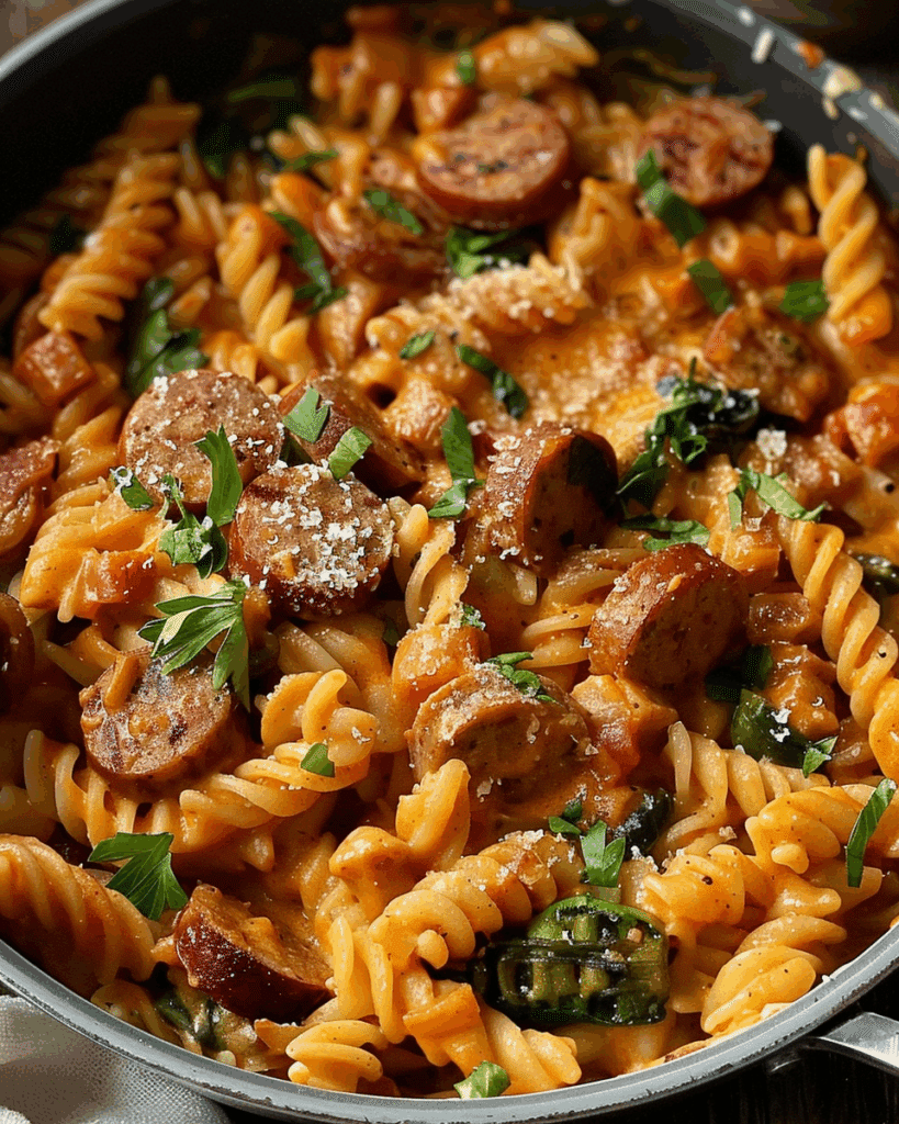 One Pot Creamy Cajun Sausage Pasta