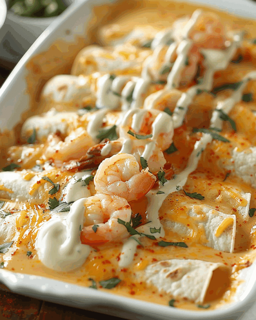 Shrimp Enchiladas with Cream Sauce