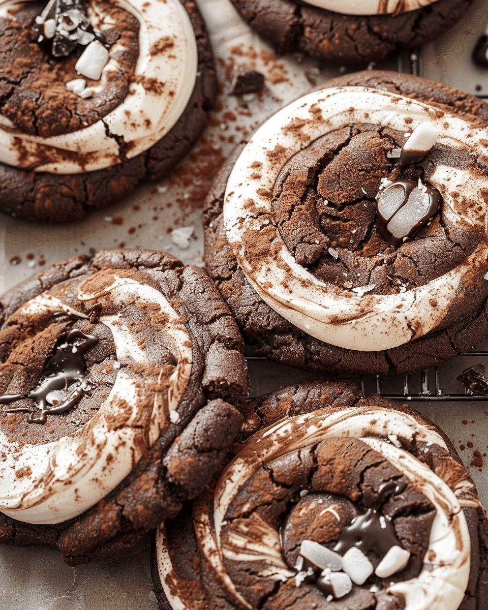 Chocolate Marshmallow Swirl Cookies