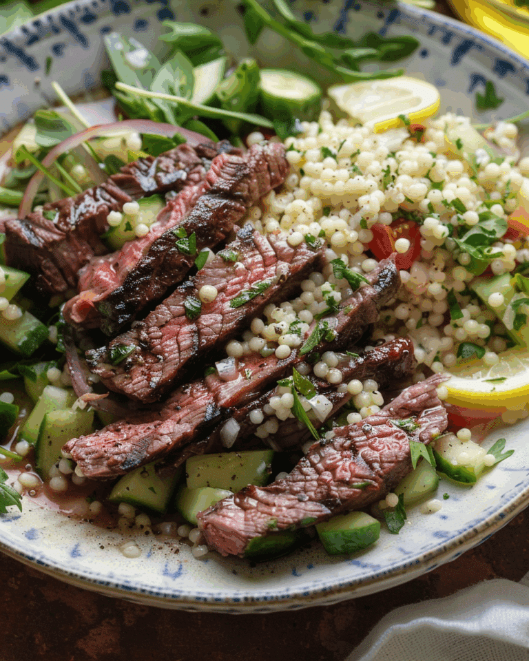Grilled Skirt Steak with Lemon Herb Couscous Salad