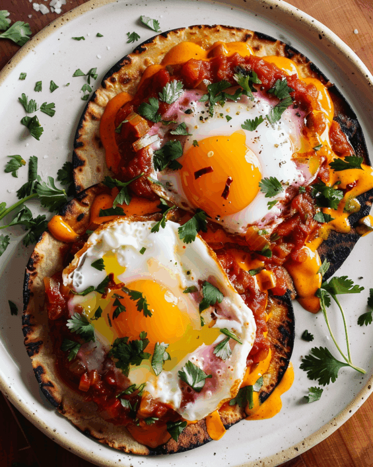 Red Chile Tostadas with Eggs