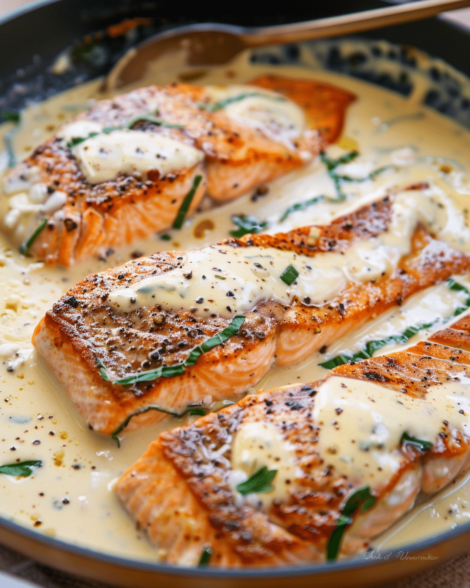 Tuscan Salmon with Parmesan Cream Sauce