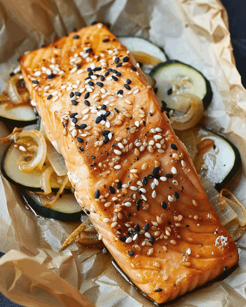 Baked Sesame-Ginger Salmon in Parchment
