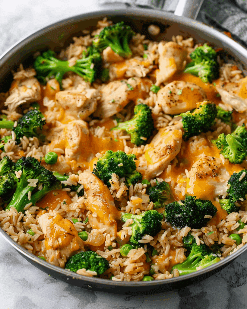 One Pan Chicken Broccoli and Rice