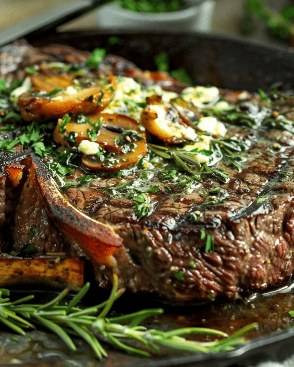 Pan Seared Steak with Porcini and Herb Butter