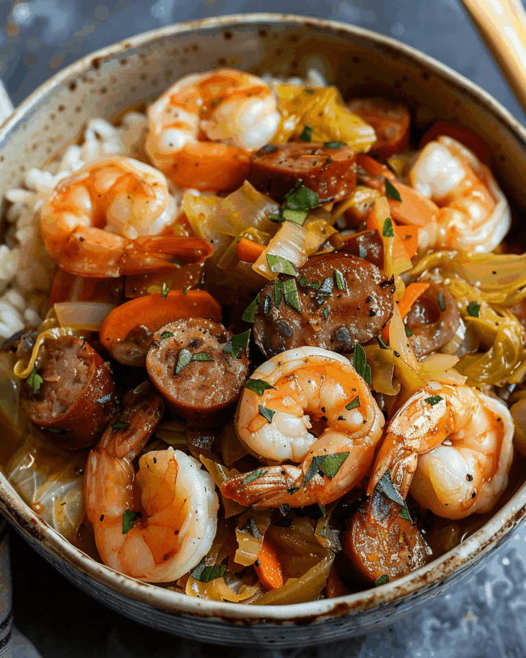 Shrimp and Sausage Cabbage Bowl