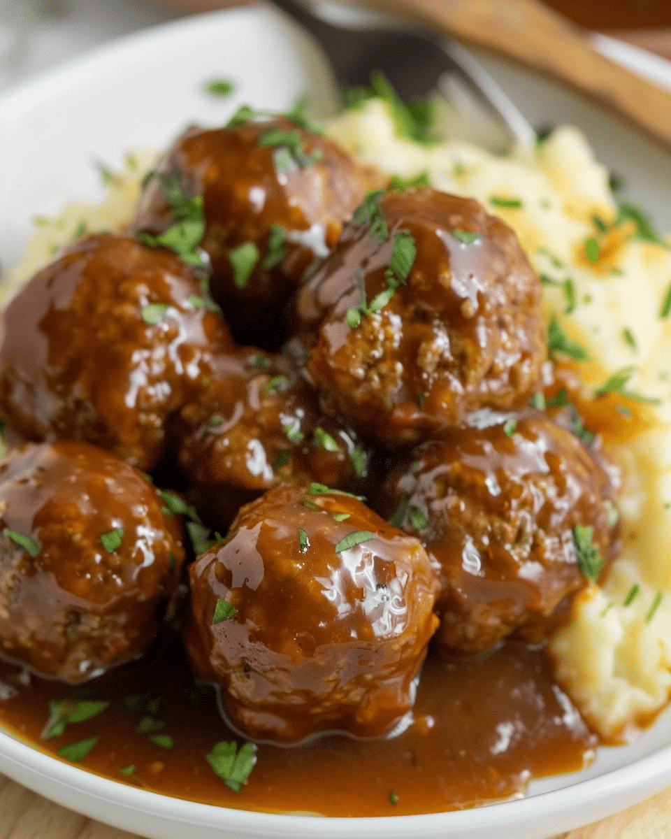 Slow Cooker Salisbury Steak Meatballs