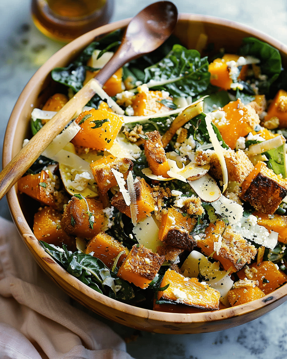 Autumn Caesar Salad with Roasted Delicata Squash Croutons