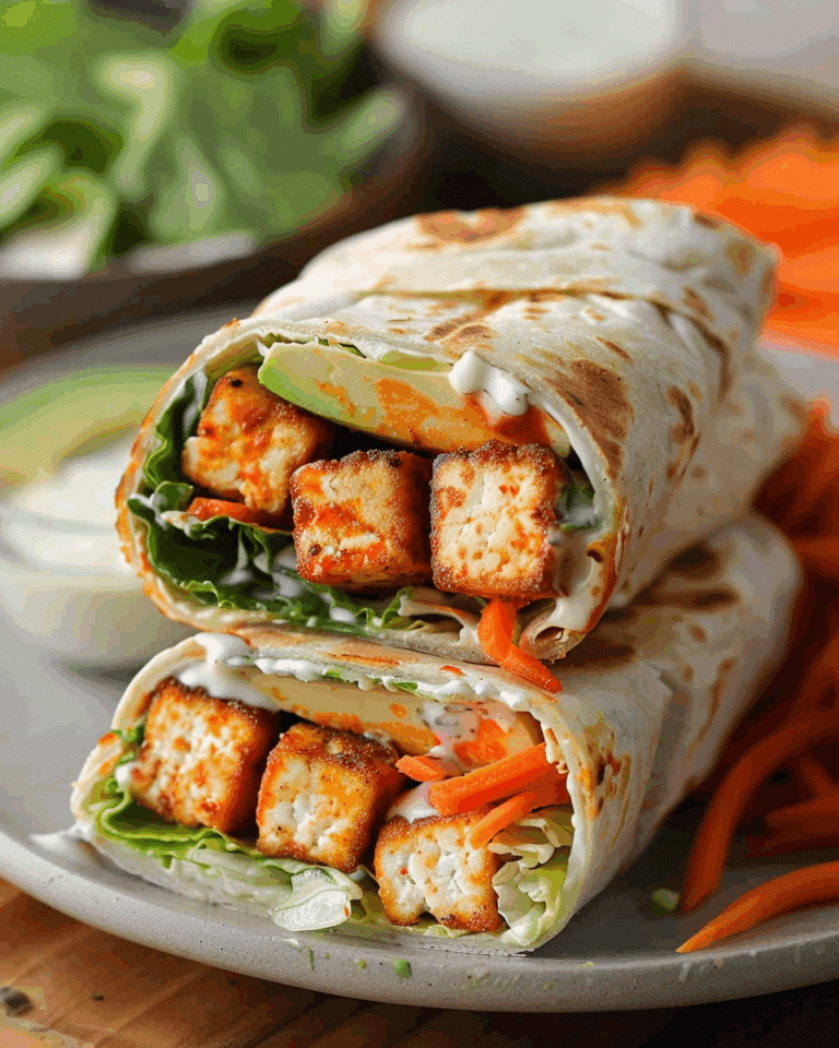 Buffalo Tofu Wrap with Easy Vegan Ranch
