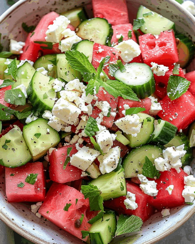 SIMPLE Watermelon + Cucumber + Feta Salad