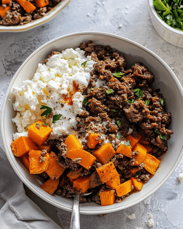 Sweet Potato Beef Cottage Cheese Bowl