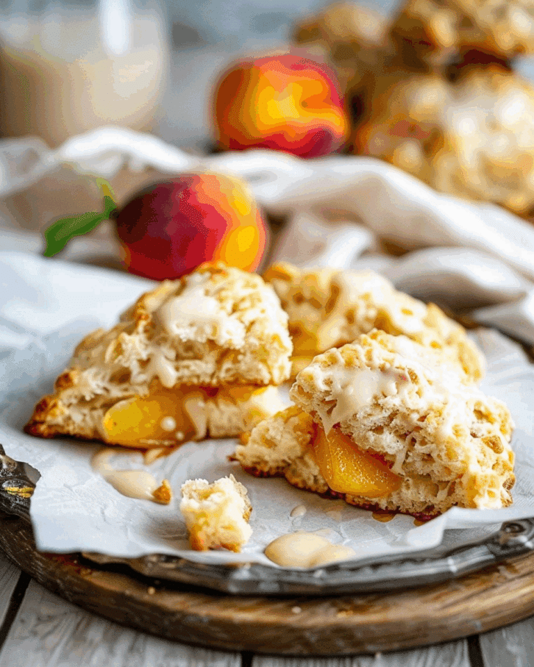 Peach Scones with Honey Vanilla Glaze