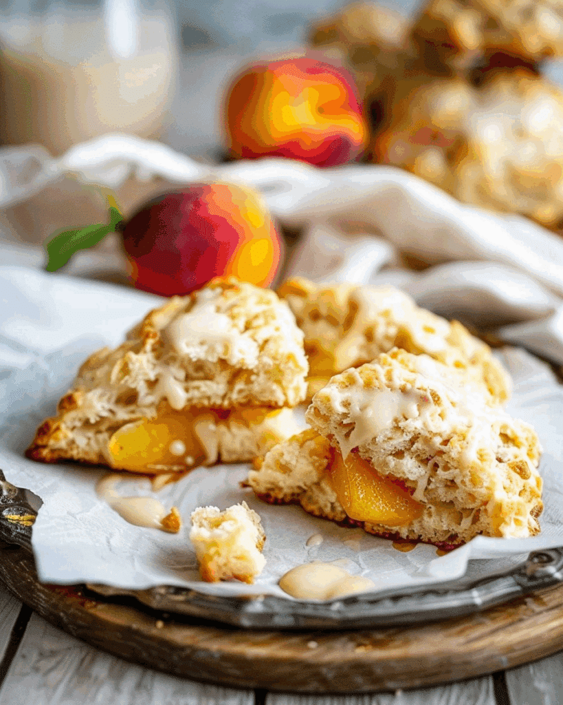 Peach Scones with Honey Vanilla Glaze