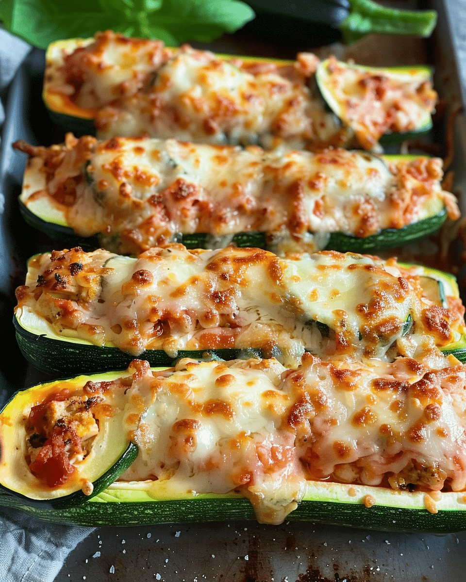 Keto Chicken Parmesan Zucchini Boats