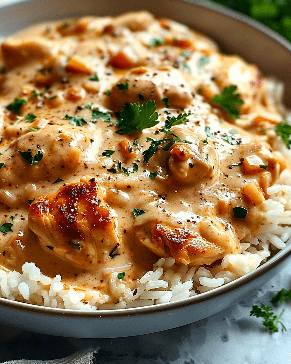 Creamy Smothered Chicken and Rice