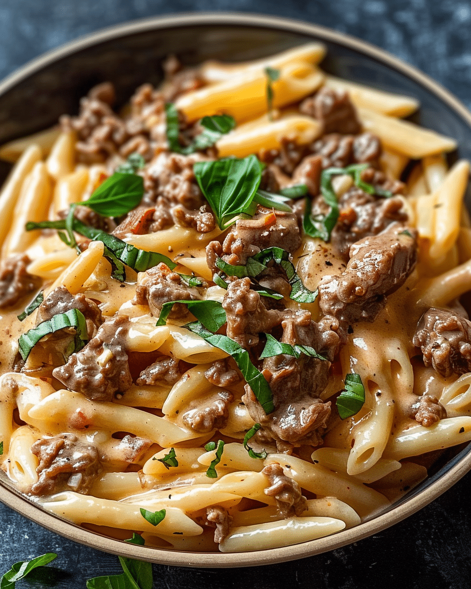 High Protein Creamy Beef Pasta