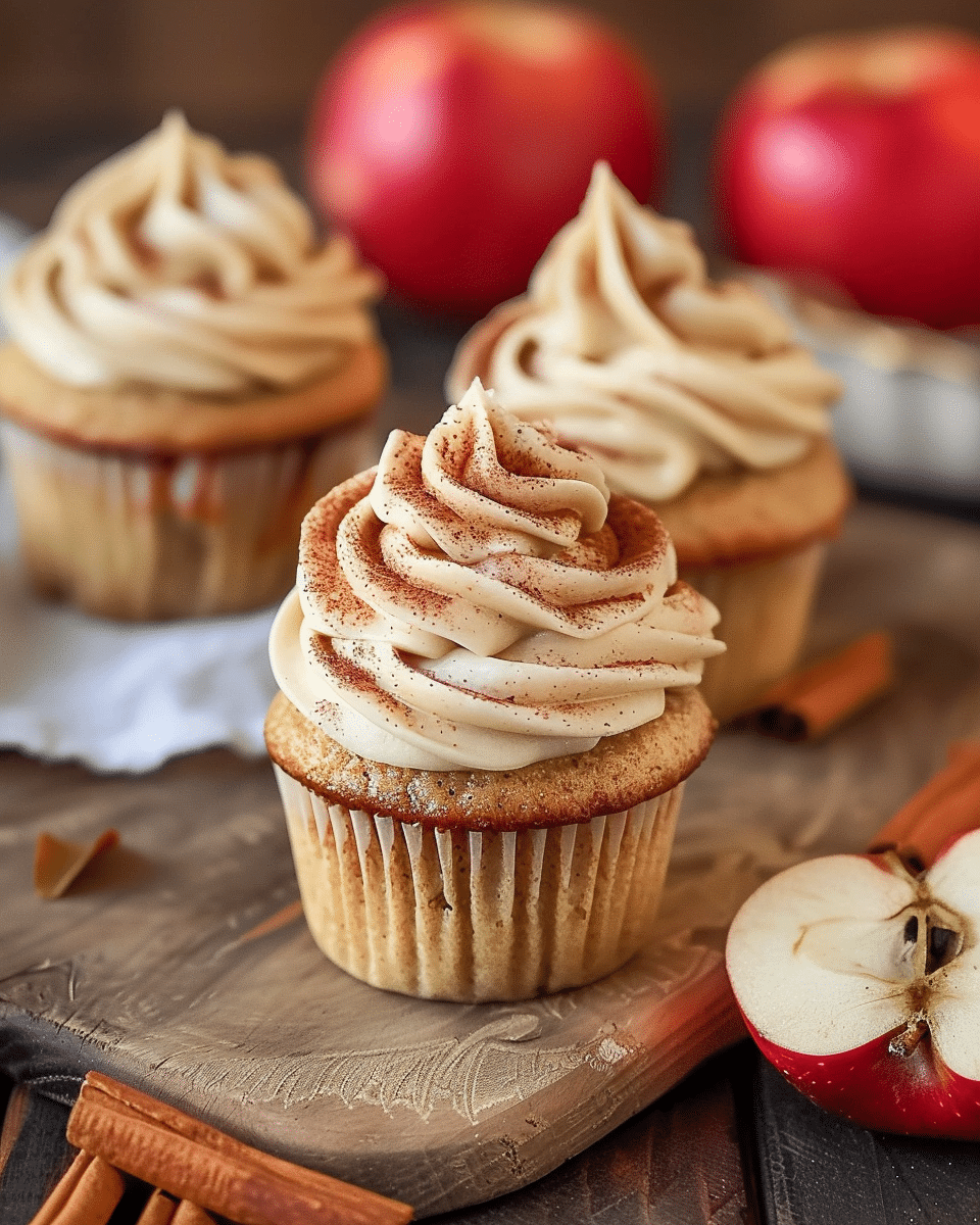 Apple Cider Cupcakes with Spiced Buttercream Frosting (gluten-free, whole grain)