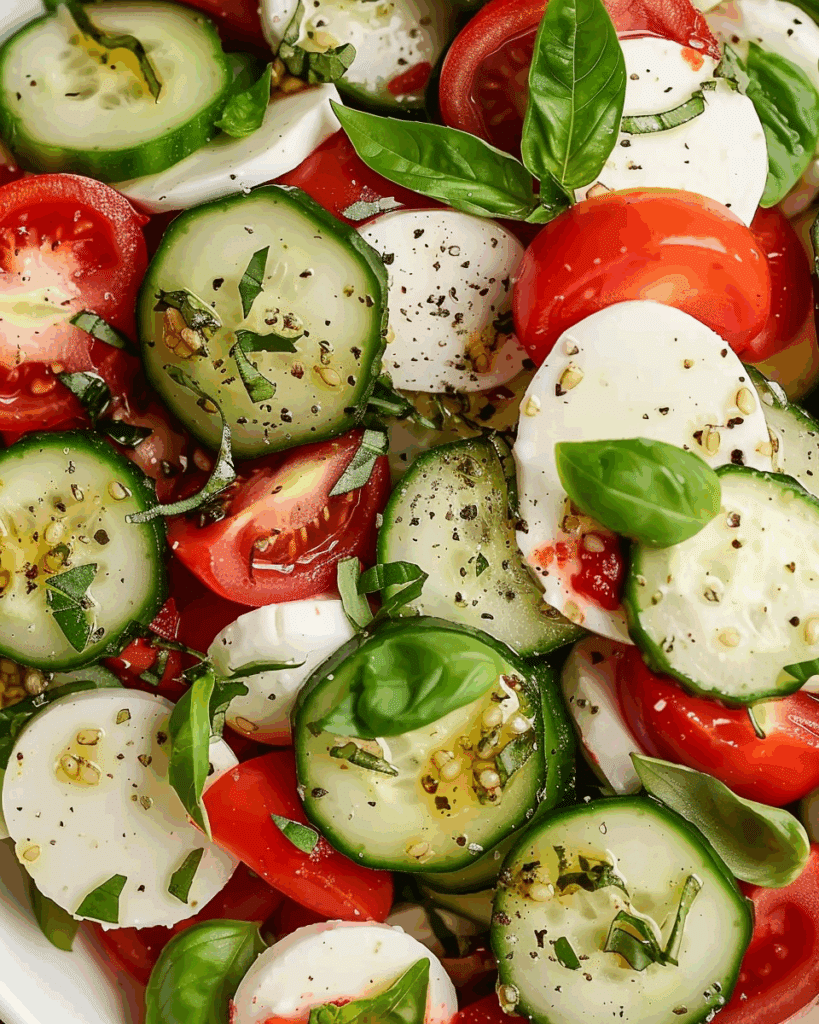 Fresh Cucumber Caprese Salad