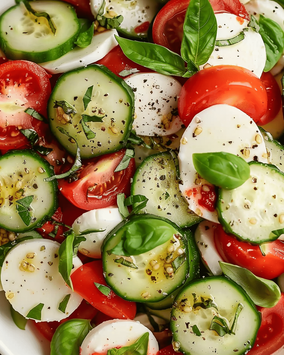 Fresh Cucumber Caprese Salad