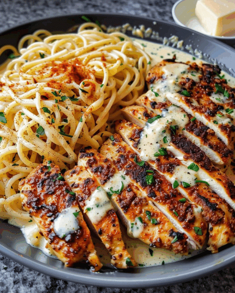 Garlic Parmesan Chicken Spaghetti in Spicy Cajun Cream Sauce