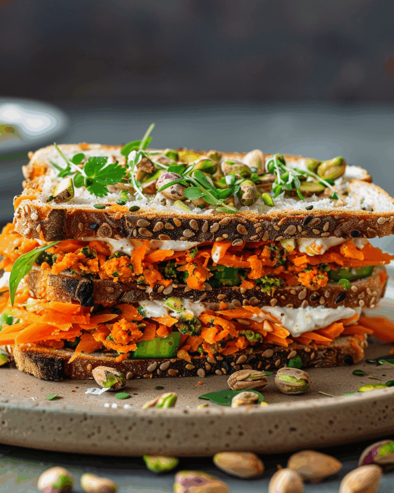 Spicy Harissa Carrot & Pistachio Sandwich