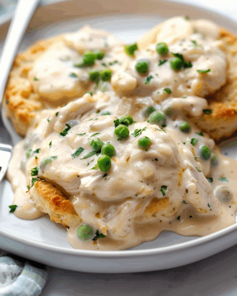 Creamed Chicken Over Biscuits