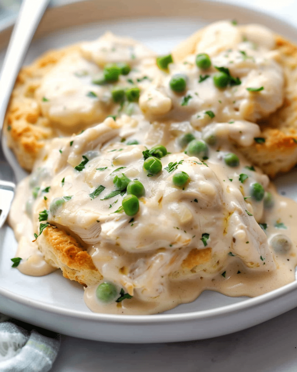 Creamed Chicken Over Biscuits