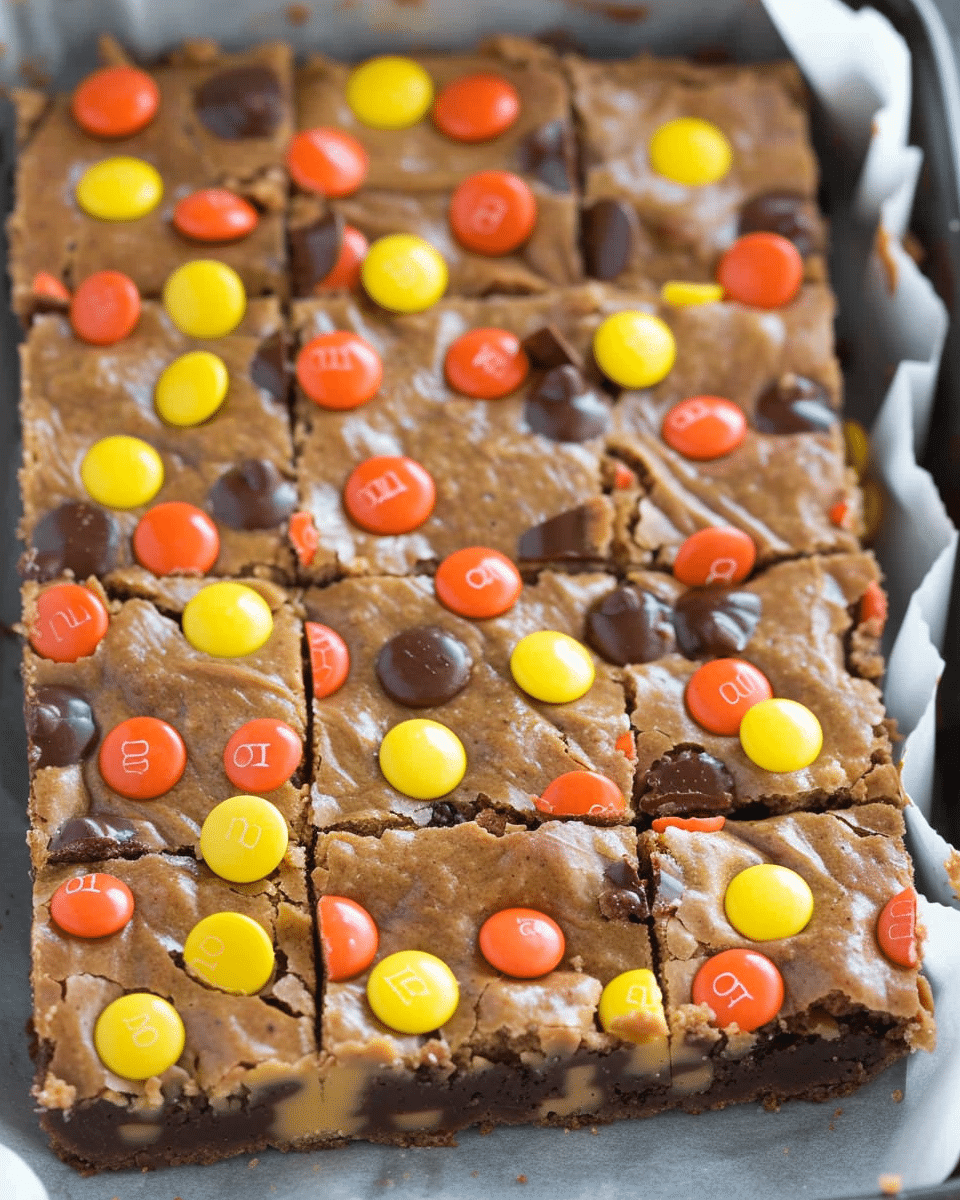 Chewy REESE’S PIECES Peanut Butter Brownies
