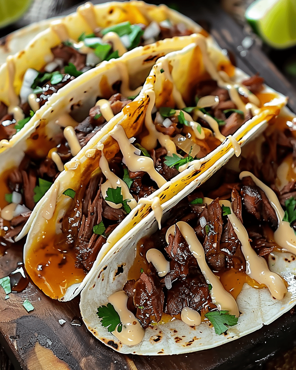 Garlic Butter Honey BBQ Beef Tacos