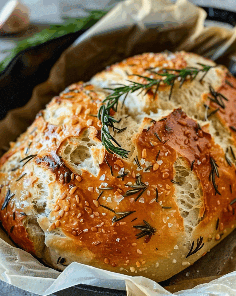 Rustic No-Knead Rosemary Garlic Bread