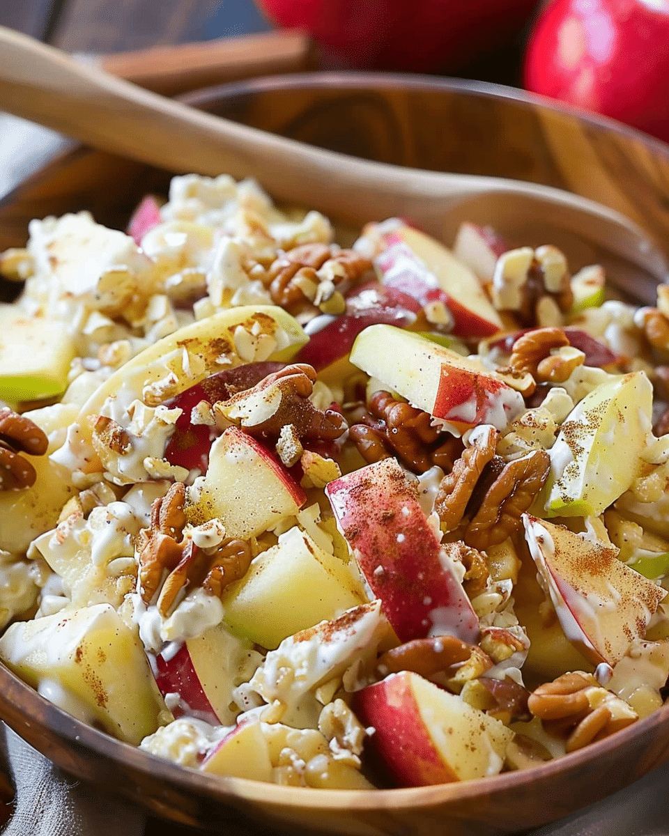 Creamy Cinnamon Apple and Walnut Fruit Salad
