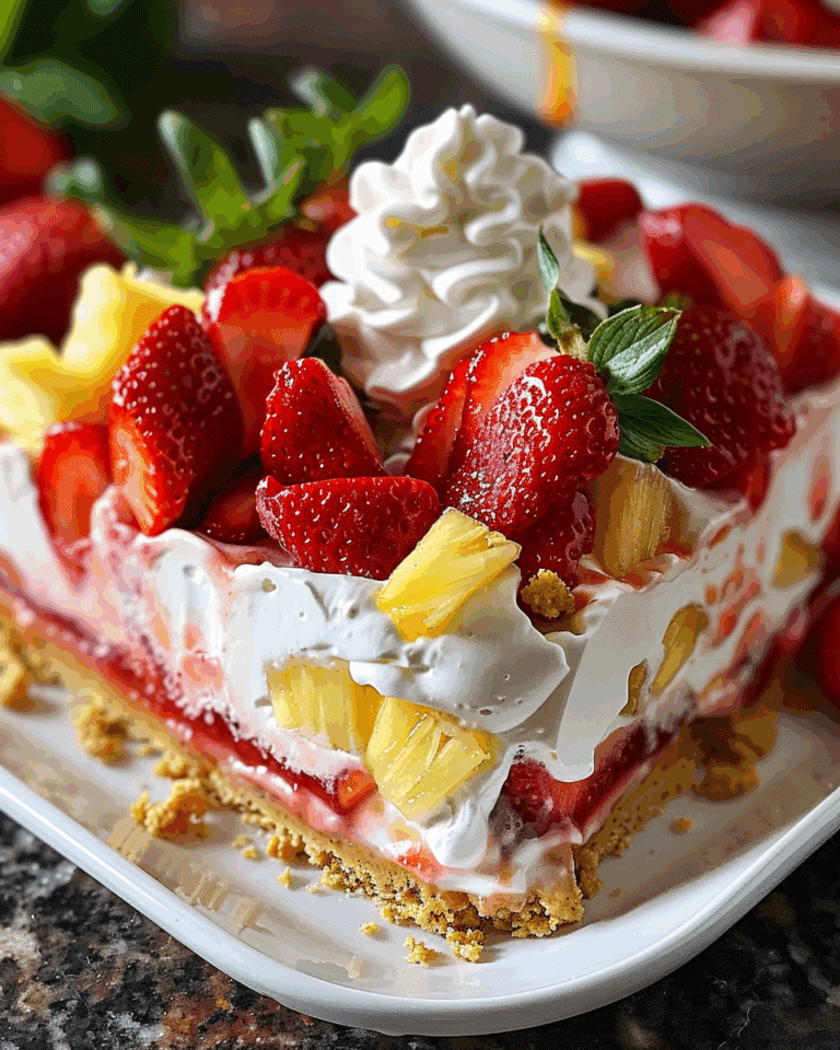 Tropical No-Bake Strawberry Split Cake