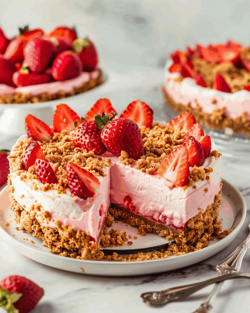 No-Bake Strawberry Crunch Cheesecake