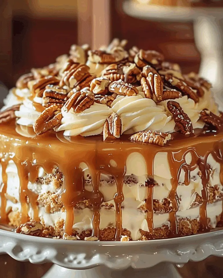 Caramel Butter Pecan Praline Poke Cake Recipe
