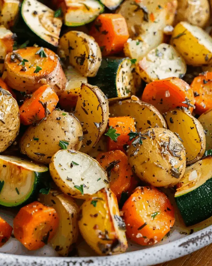 Garlic Herb Roasted Potatoes, Carrots, and Zucchini