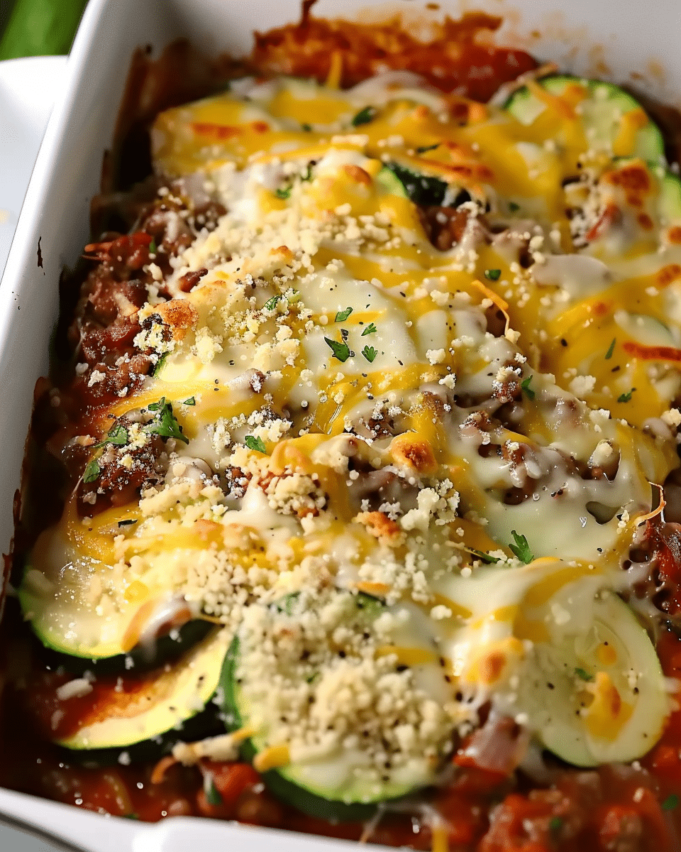 Cheesy Beef & Zucchini Casserole