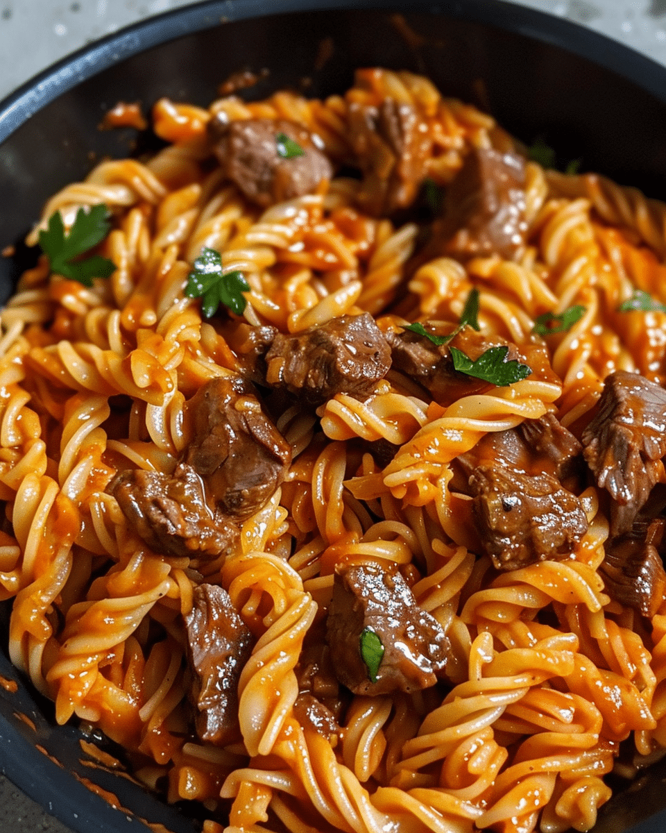One-Pot Sweet and Spicy Buffalo Steak Pasta
