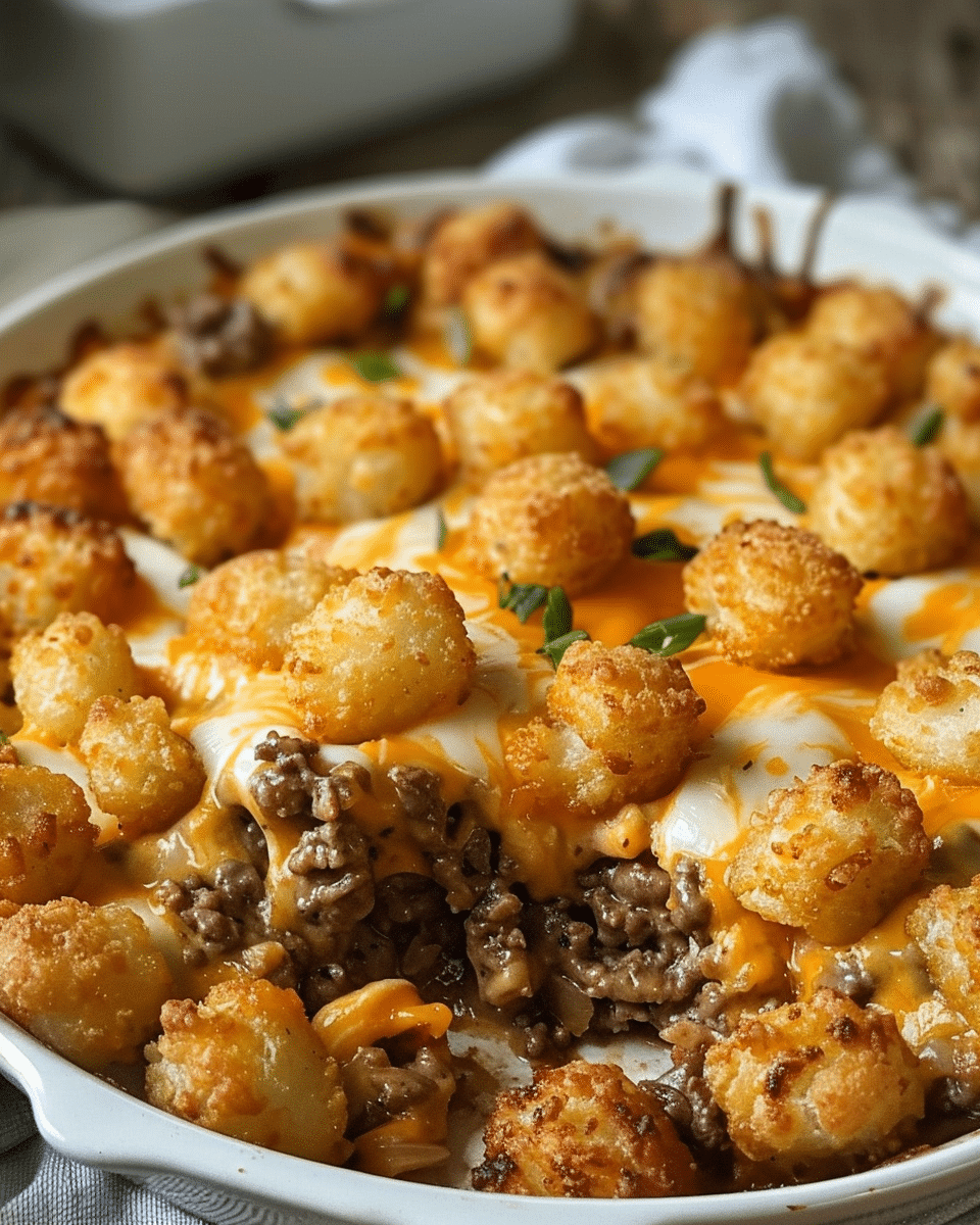 Tater Tot Casserole with Ground Beef