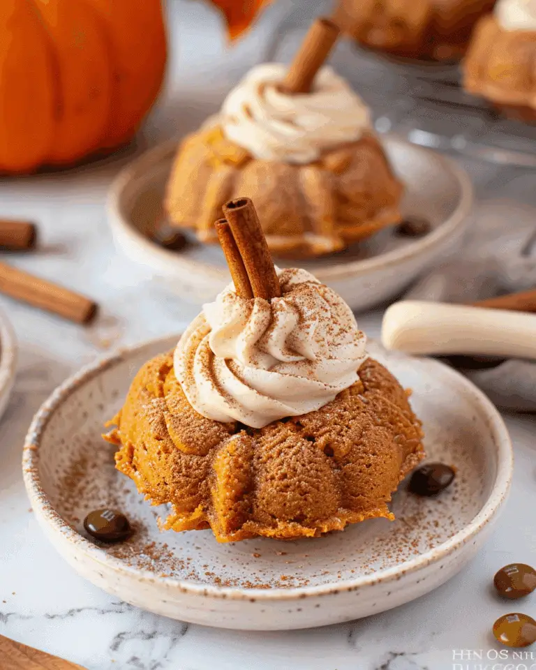 Mini Pumpkin Bundt Cakes with Brown Butter Buttercream Frosting